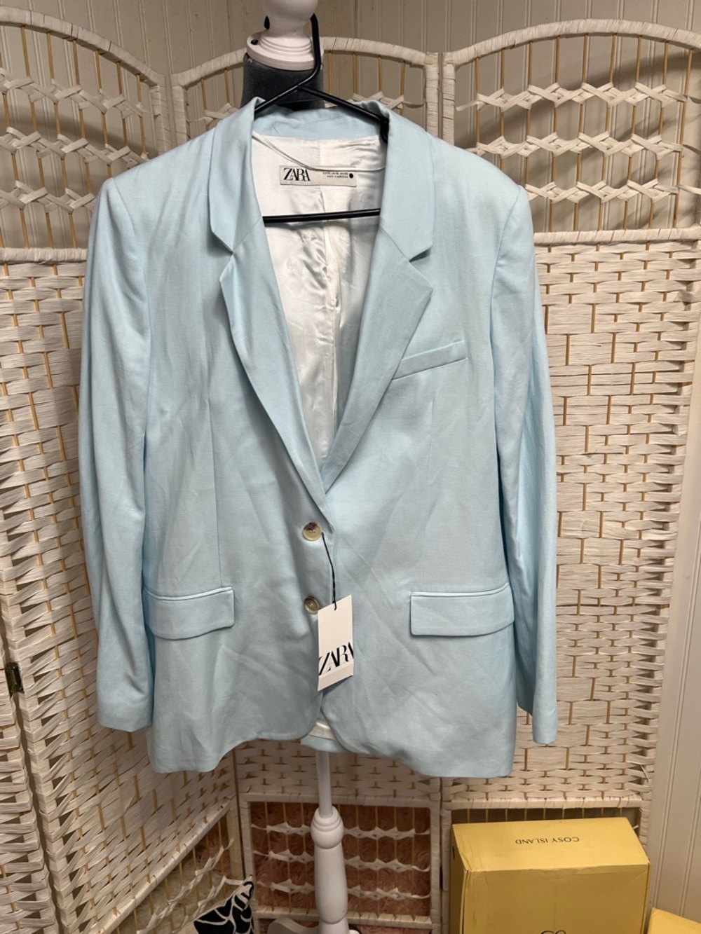 Zara Pastel Blue Single-Breasted Blazer